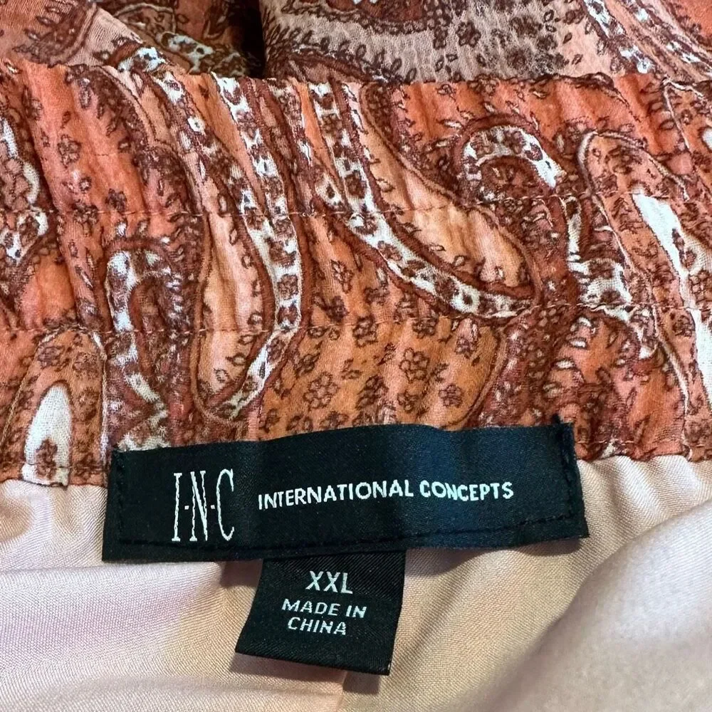 INC International Concepts Boho Tiered Midi Skirt Womens XXL Burnt‎ Orange Gypsy